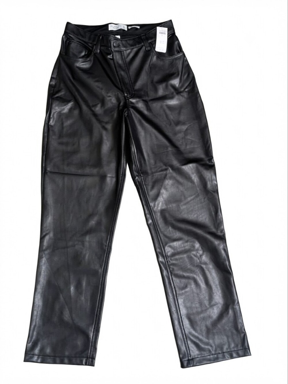 Abercrombie & Fitch Curve Love '90s Straight Vegan Leather Pants NWT Black Sz 30